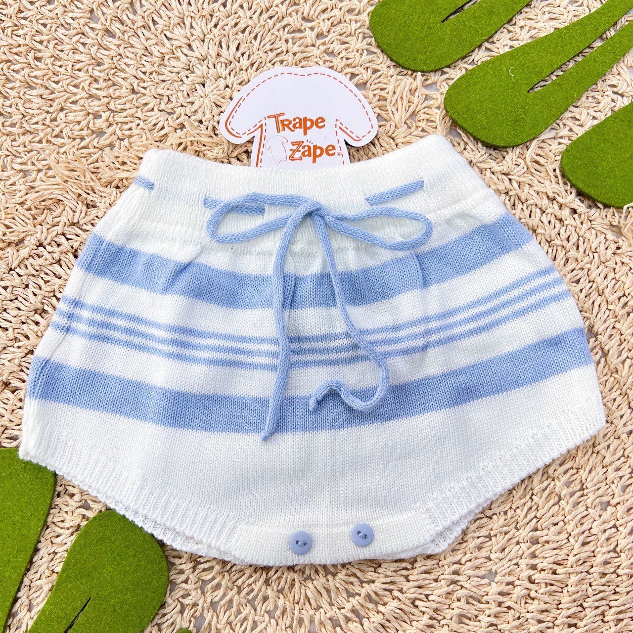 Tapa Fralda Linha Branco com Azul Claro